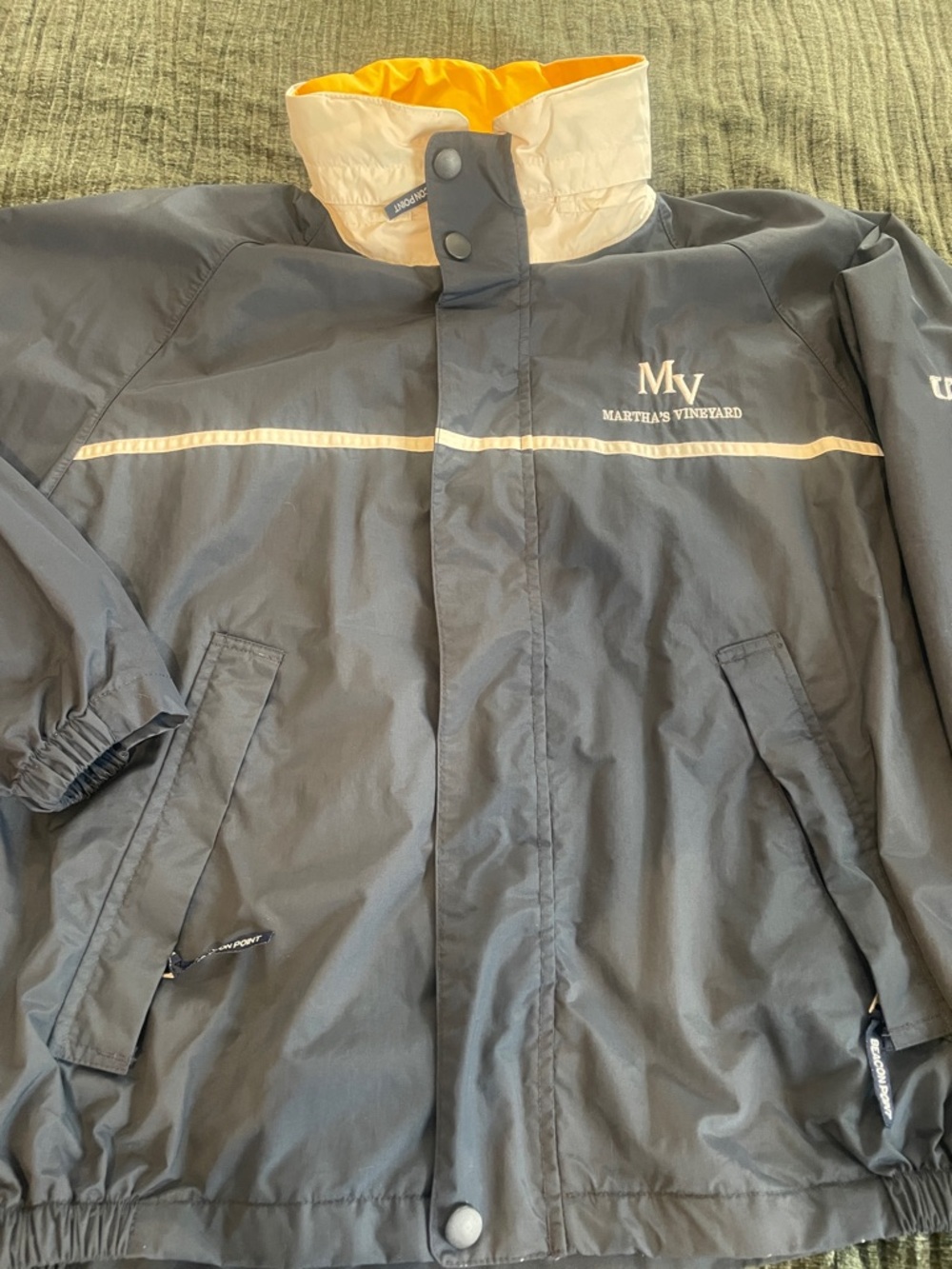 Navy Windbreaker with Cream Trim - Picture 2 of 10